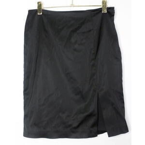 WHBM Black Satin Sexy Mini Skirt Slit - 10